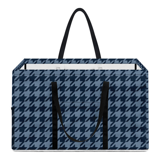 Deep Blue Houndstooth Pattern Print Utility Tote Bag