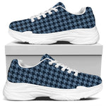 Deep Blue Houndstooth Pattern Print White Chunky Shoes