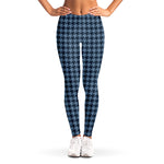 Deep Blue Houndstooth Pattern Print Women's Leggings
