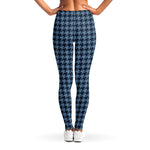Deep Blue Houndstooth Pattern Print Women's Leggings