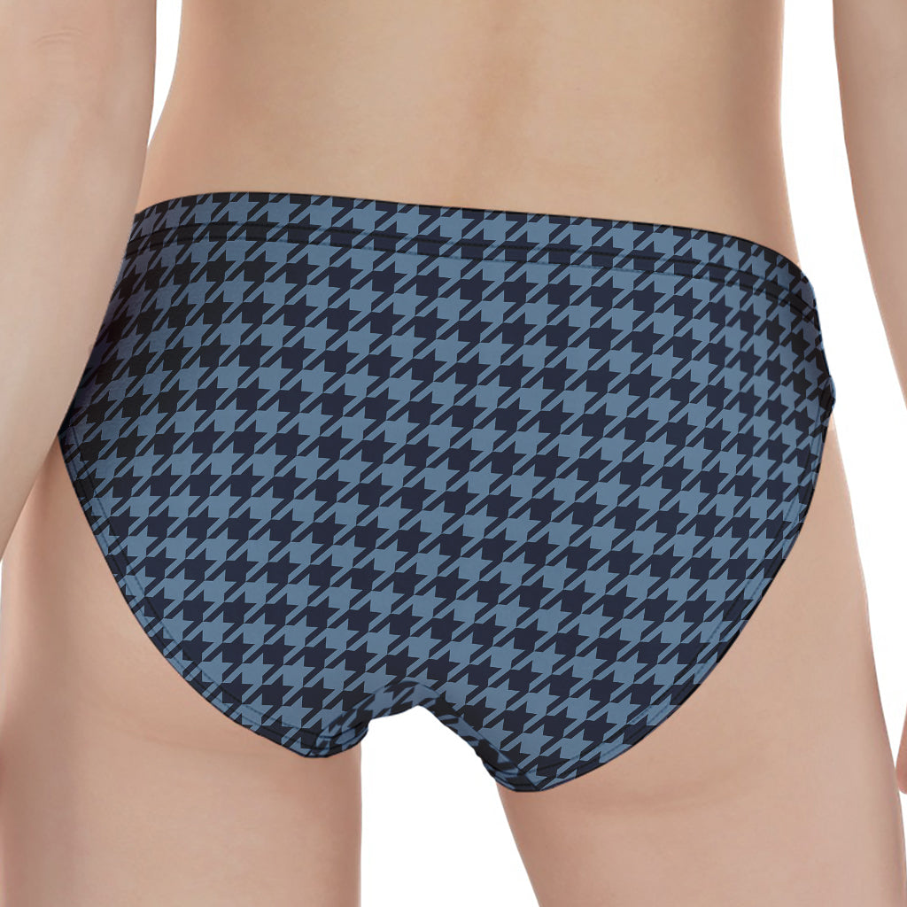 Deep Blue Houndstooth Pattern Print Women's Panties