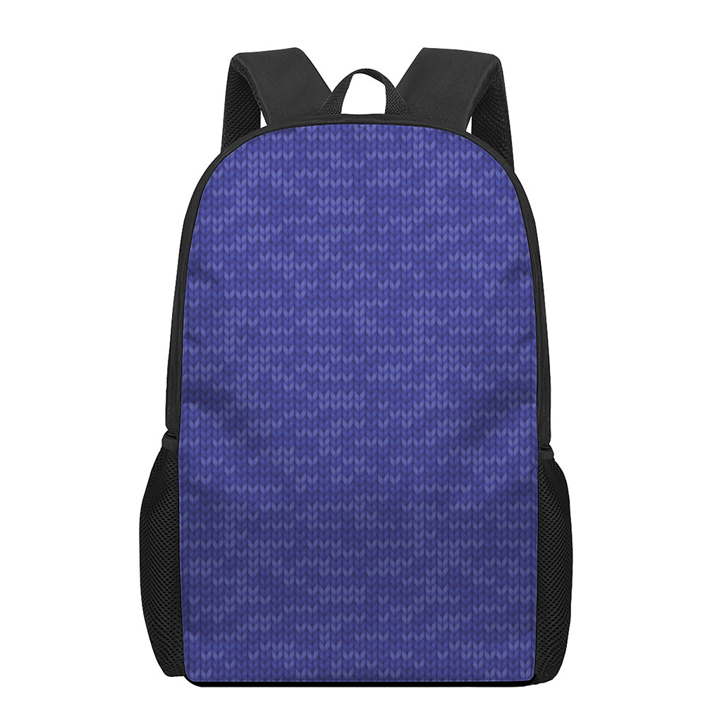 Deep Blue Knitted Pattern Print 17 Inch Backpack