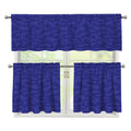 Deep Blue Knitted Pattern Print 3 Piece Kitchen Curtains