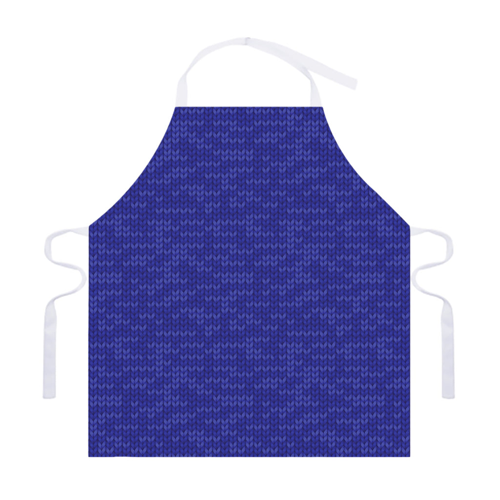 Deep Blue Knitted Pattern Print Adjustable Apron