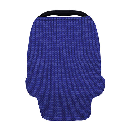 Deep Blue Knitted Pattern Print Baby Seat Cover