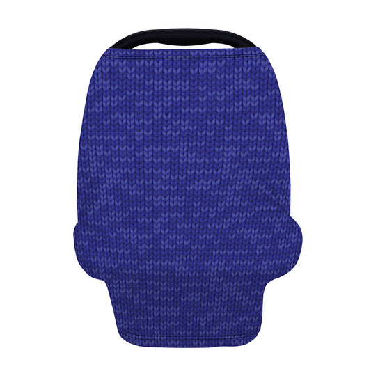 Deep Blue Knitted Pattern Print Baby Seat Cover