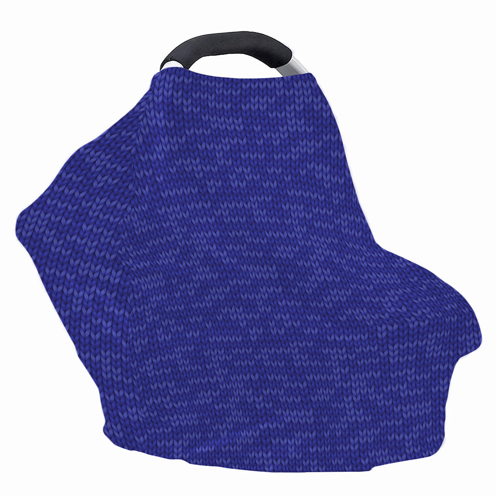 Deep Blue Knitted Pattern Print Baby Seat Cover