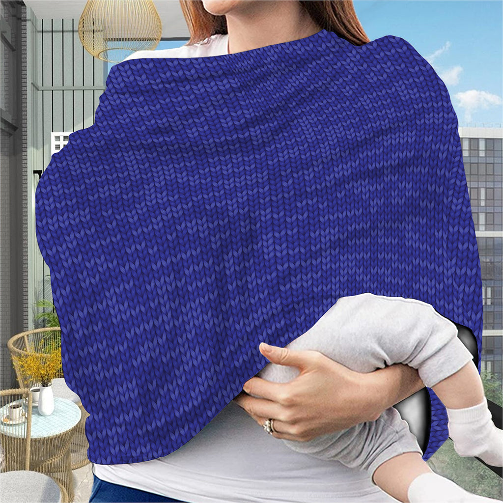 Deep Blue Knitted Pattern Print Baby Seat Cover