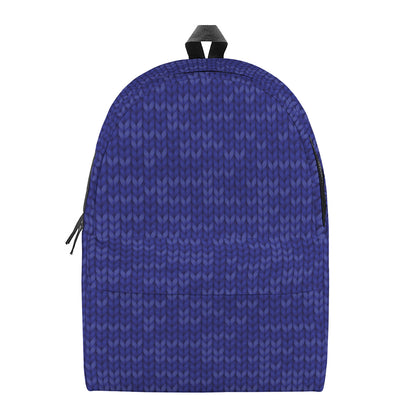 Deep Blue Knitted Pattern Print Backpack