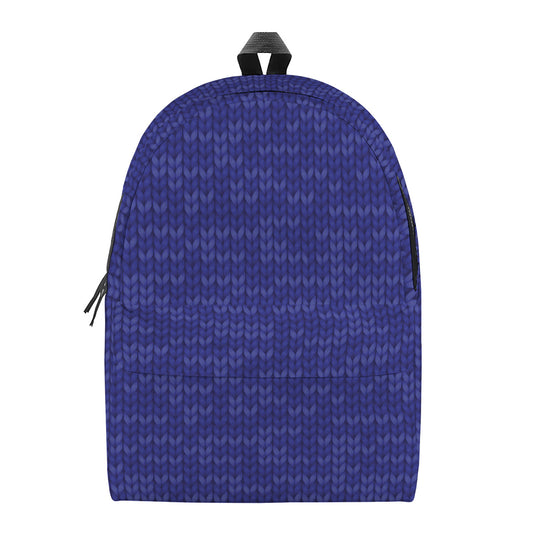 Deep Blue Knitted Pattern Print Backpack