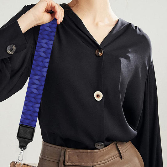 Deep Blue Knitted Pattern Print Bag Strap