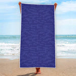 Deep Blue Knitted Pattern Print Beach Towel