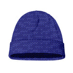 Deep Blue Knitted Pattern Print Beanie