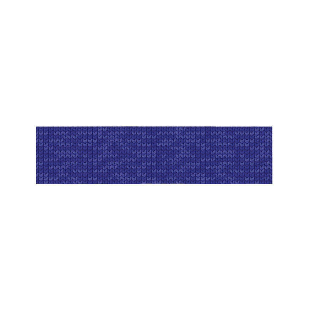 Deep Blue Knitted Pattern Print Bed Runner