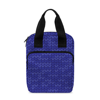 Deep Blue Knitted Pattern Print Bible Tote Bag