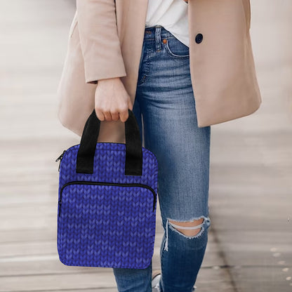 Deep Blue Knitted Pattern Print Bible Tote Bag