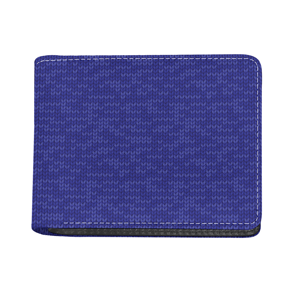 Deep Blue Knitted Pattern Print Bifold Wallet