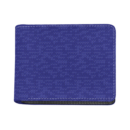 Deep Blue Knitted Pattern Print Bifold Wallet