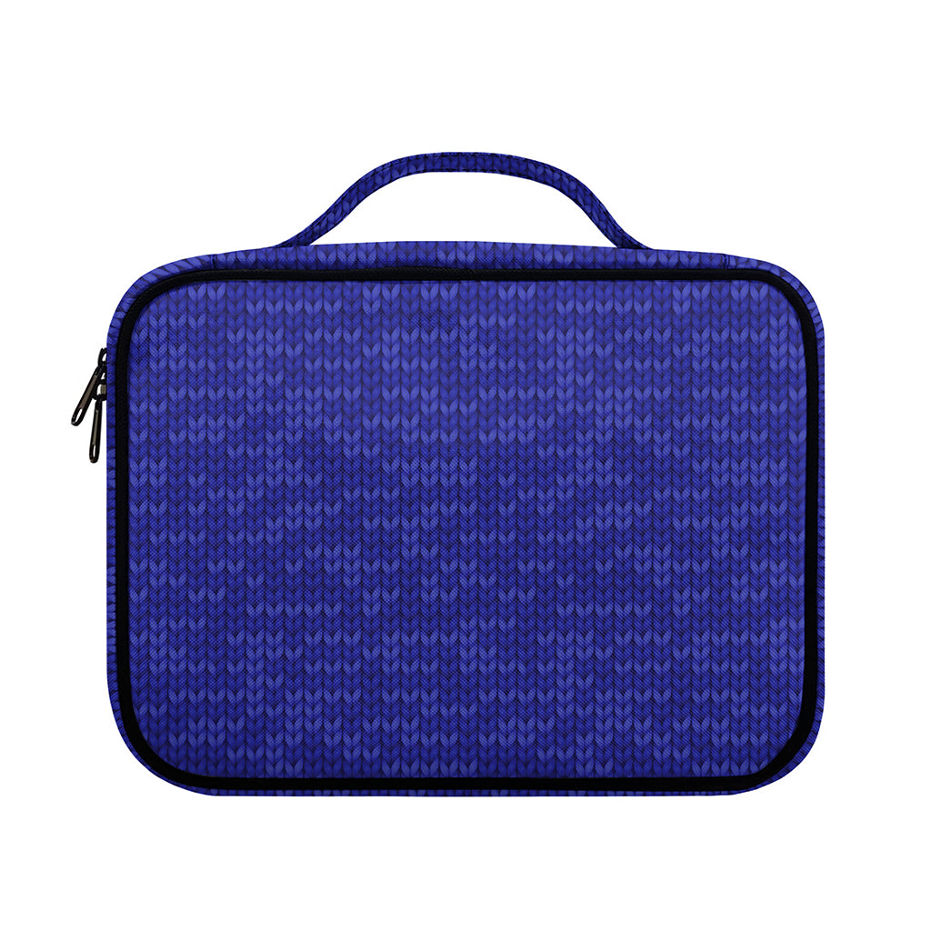 Deep Blue Knitted Pattern Print Briefcase Bible Bag