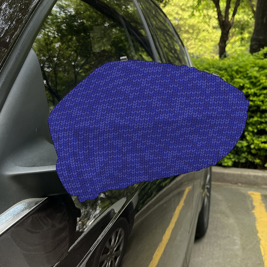 Deep Blue Knitted Pattern Print Car Side Mirror Covers