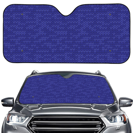 Deep Blue Knitted Pattern Print Car Windshield Sun Shade