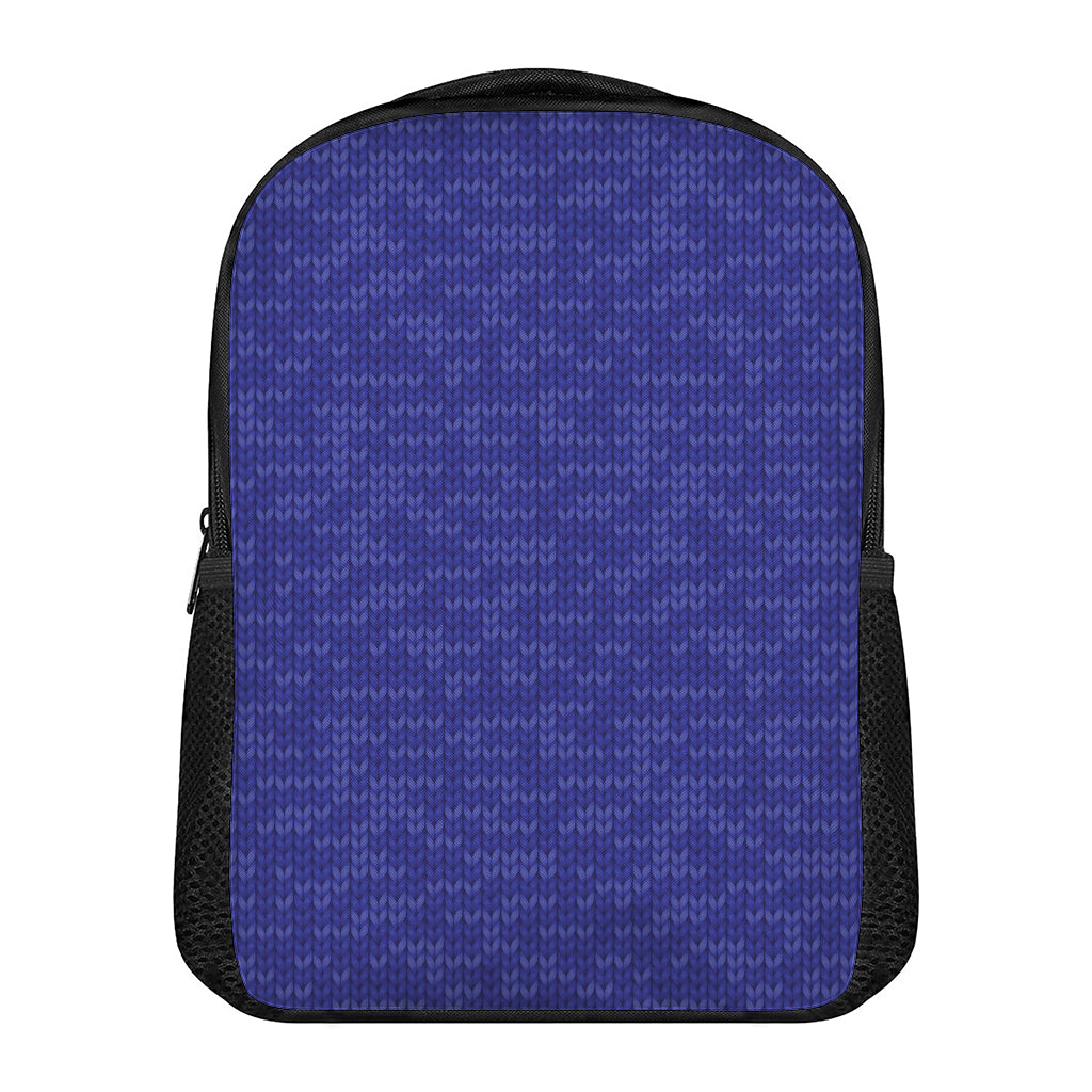 Deep Blue Knitted Pattern Print Casual Backpack