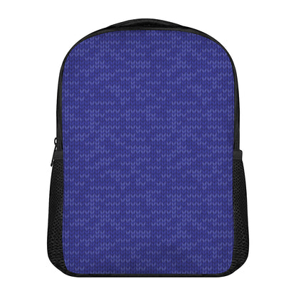 Deep Blue Knitted Pattern Print Casual Backpack