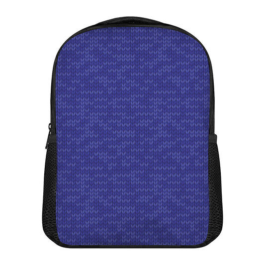 Deep Blue Knitted Pattern Print Casual Backpack