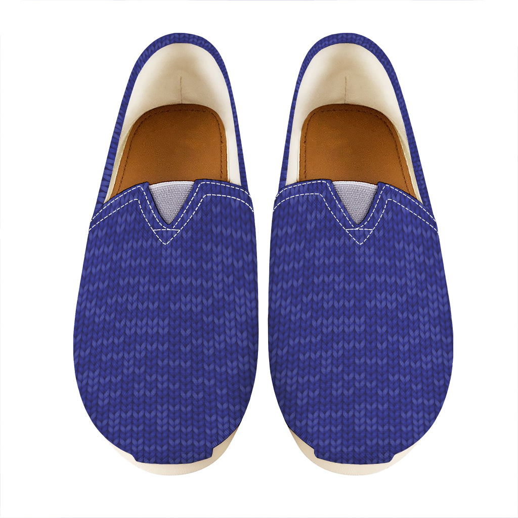 Deep Blue Knitted Pattern Print Casual Shoes