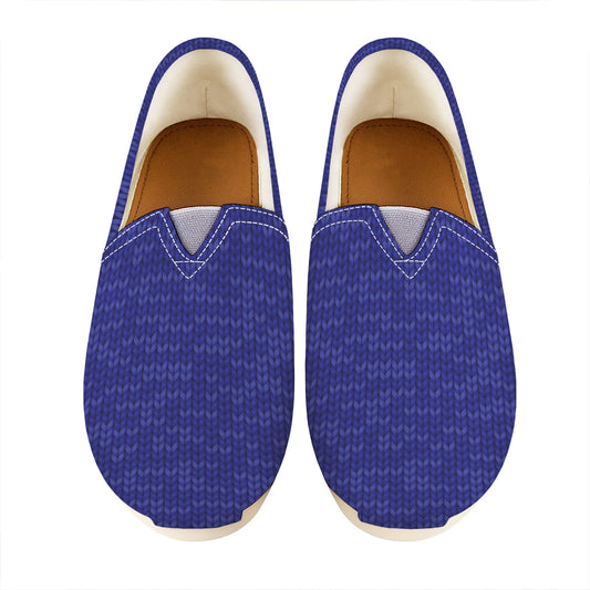 Deep Blue Knitted Pattern Print Casual Shoes