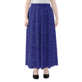 Deep Blue Knitted Pattern Print Chiffon Maxi Skirt