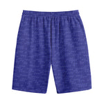 Deep Blue Knitted Pattern Print Cotton Shorts