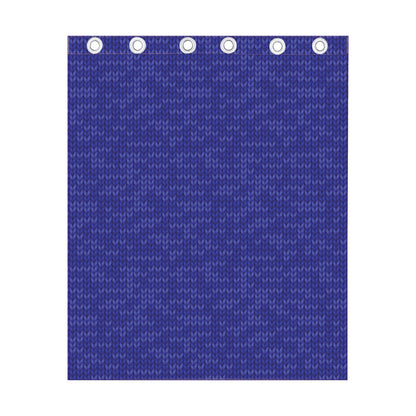 Deep Blue Knitted Pattern Print Curtain