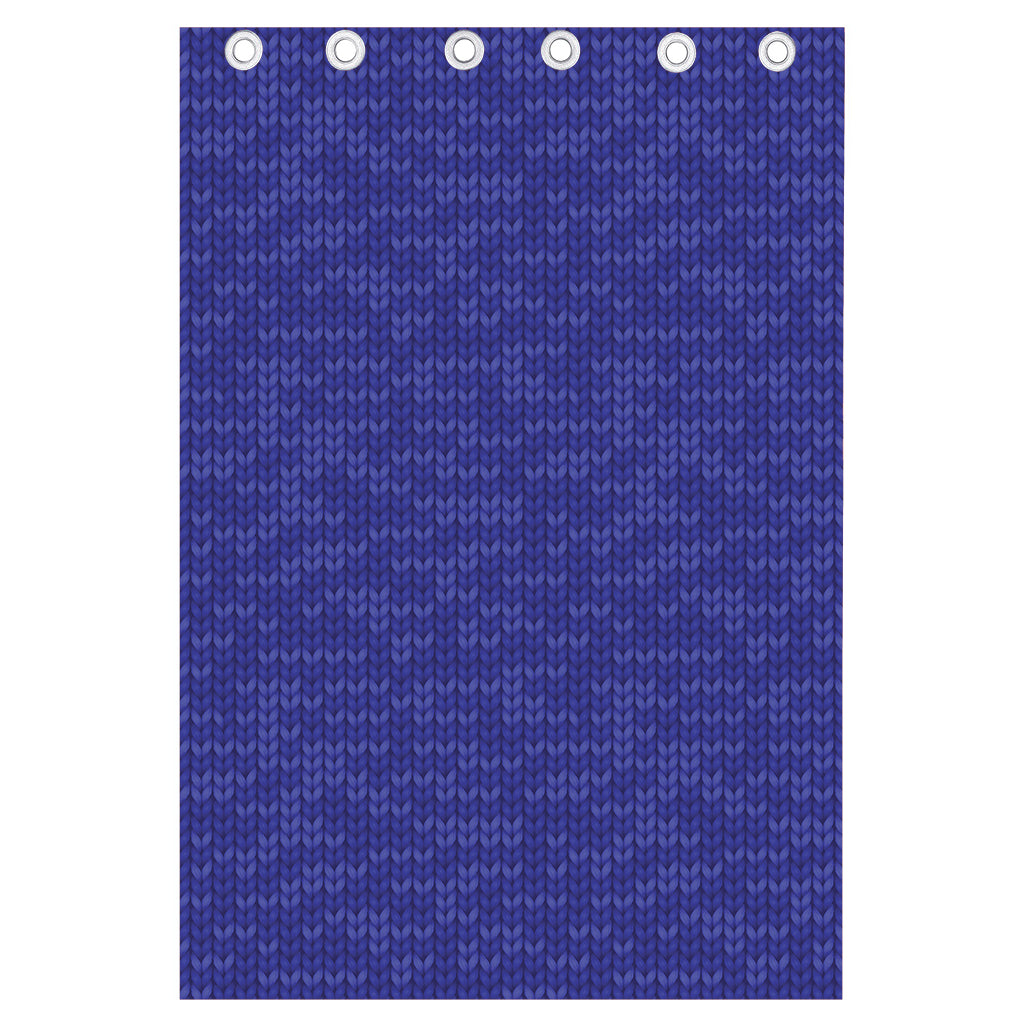 Deep Blue Knitted Pattern Print Curtain