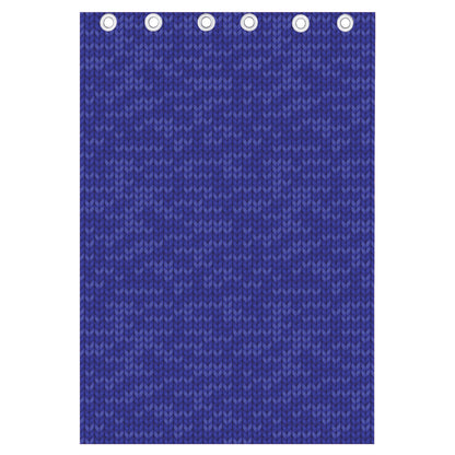 Deep Blue Knitted Pattern Print Curtain