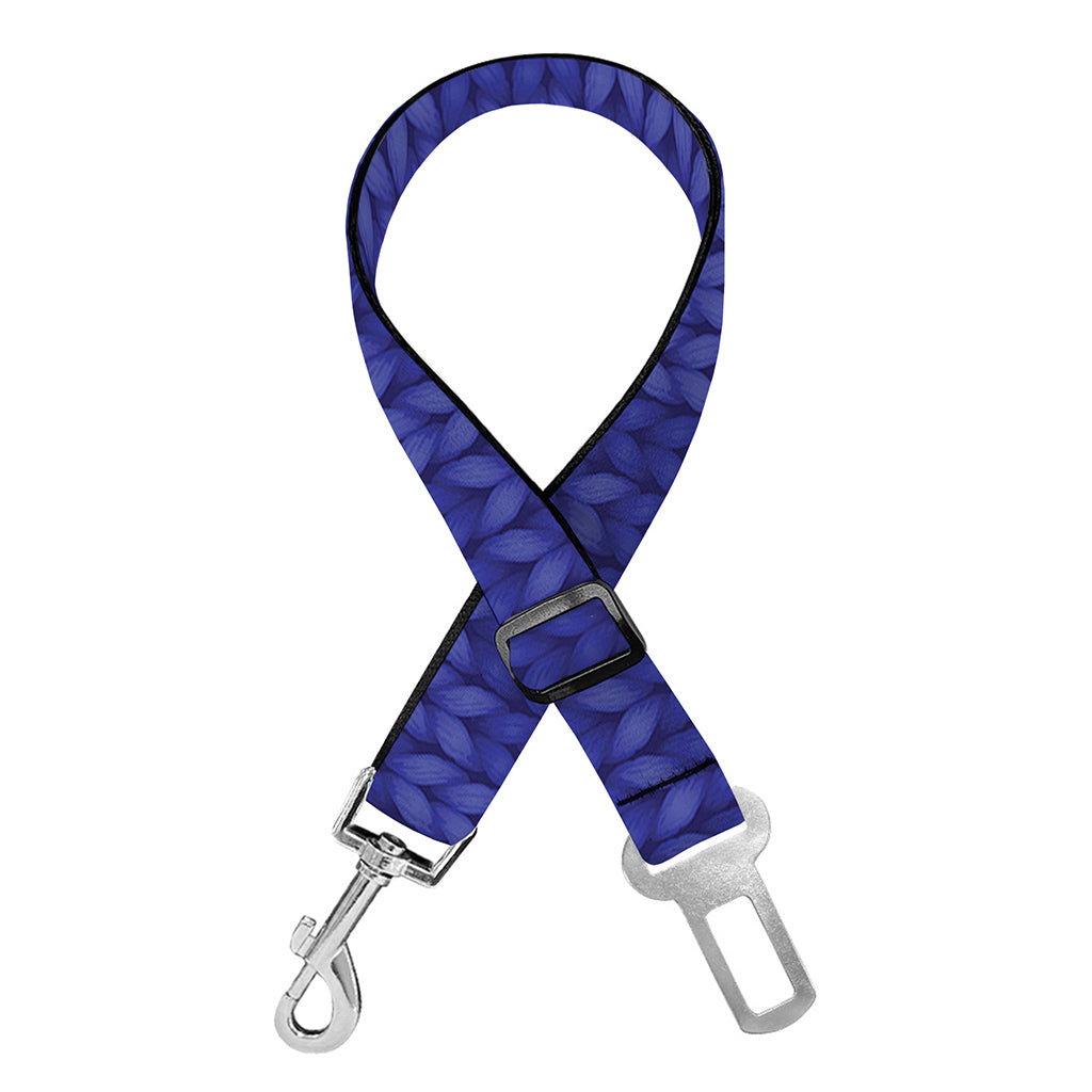 Deep Blue Knitted Pattern Print Dog Seat Belt