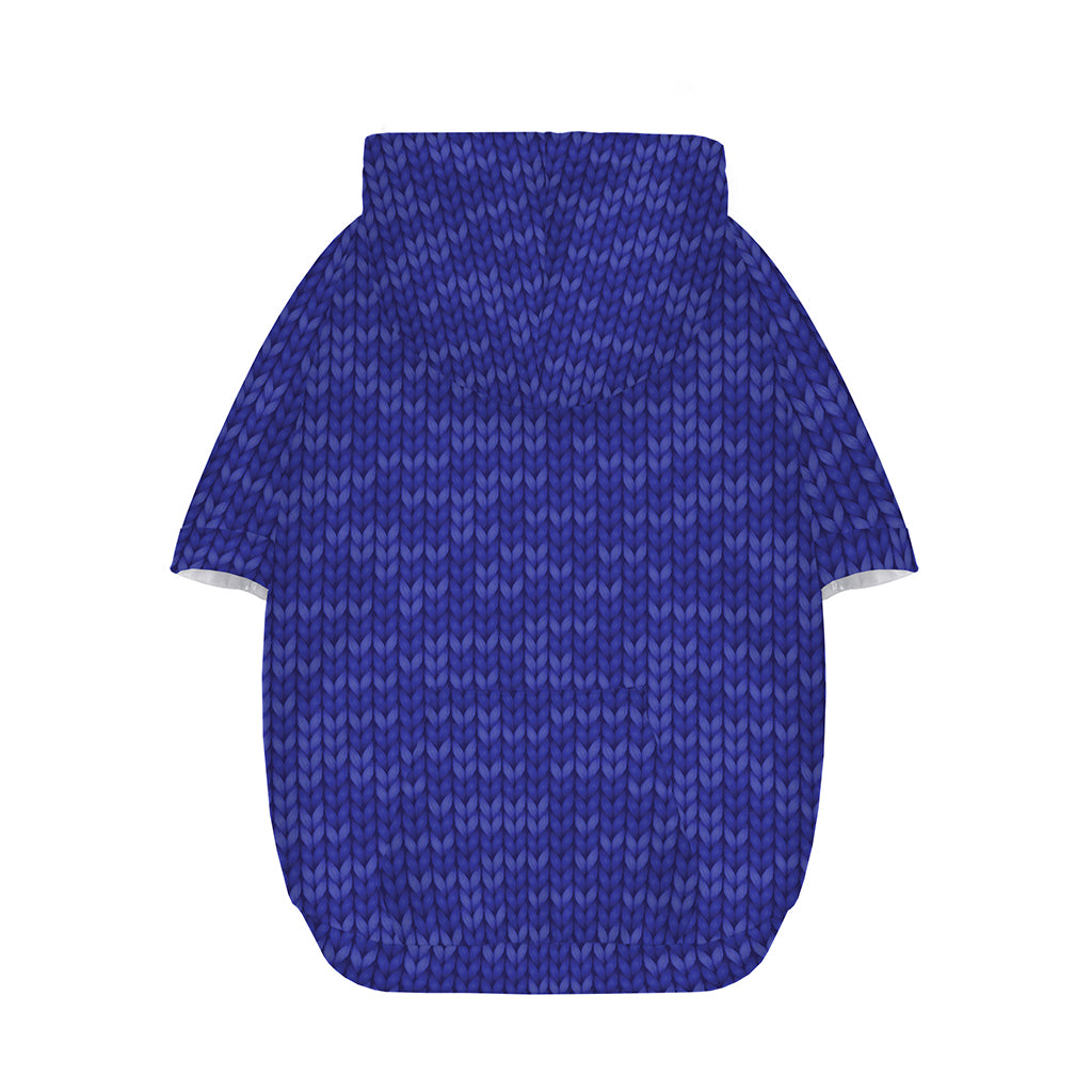 Deep Blue Knitted Pattern Print Dog Zip Up Hoodie