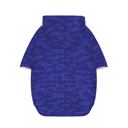 Deep Blue Knitted Pattern Print Dog Zip Up Hoodie
