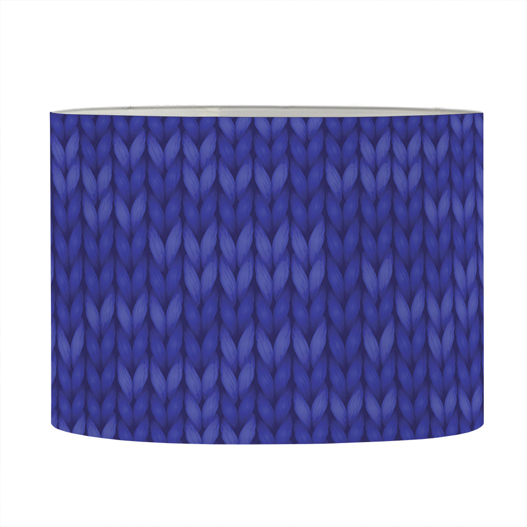 Deep Blue Knitted Pattern Print Drum Lamp Shade