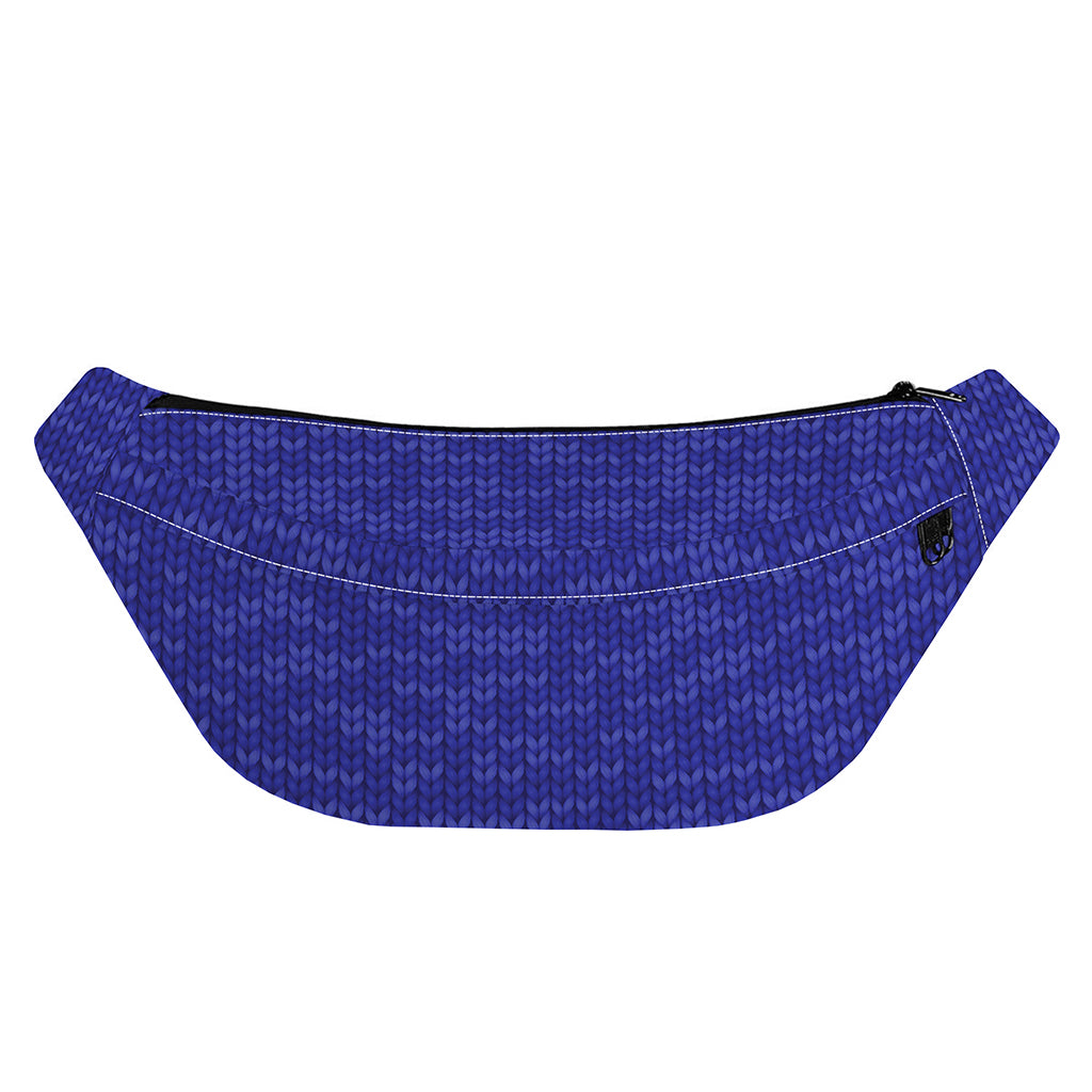 Deep Blue Knitted Pattern Print Fanny Pack