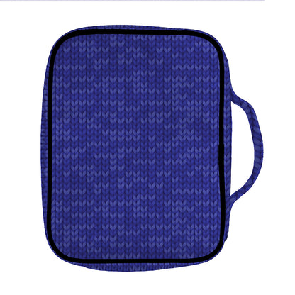 Deep Blue Knitted Pattern Print Front Pocket Bible Bag