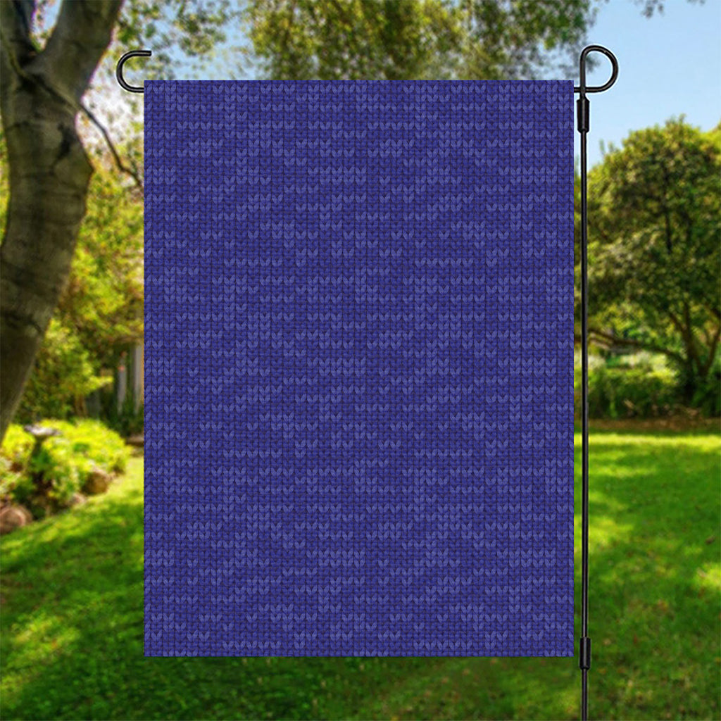Deep Blue Knitted Pattern Print Garden Flag