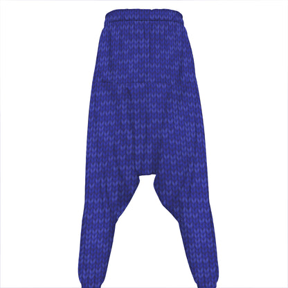 Deep Blue Knitted Pattern Print Hammer Pants