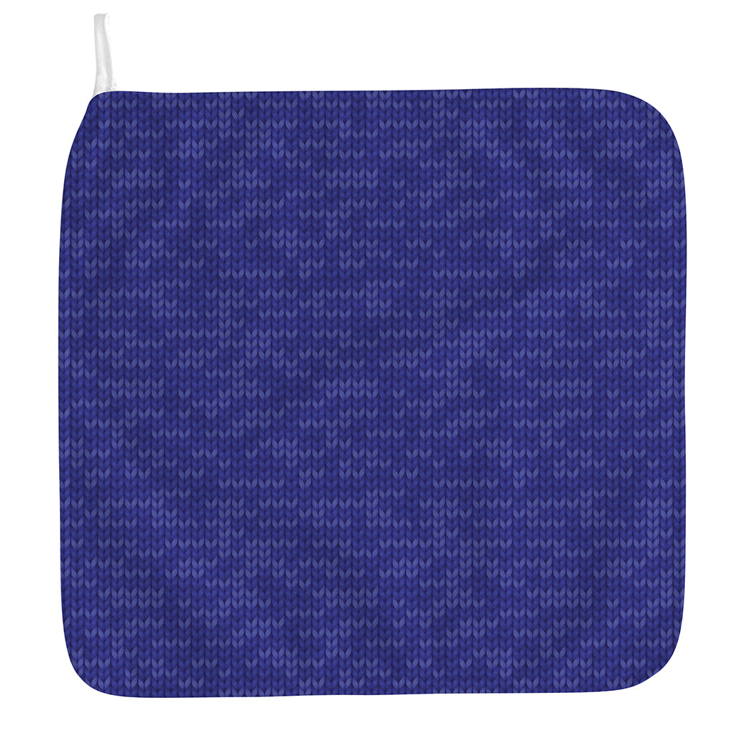 Deep Blue Knitted Pattern Print Hand Towel