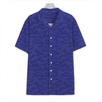 Deep Blue Knitted Pattern Print Hawaiian Shirt