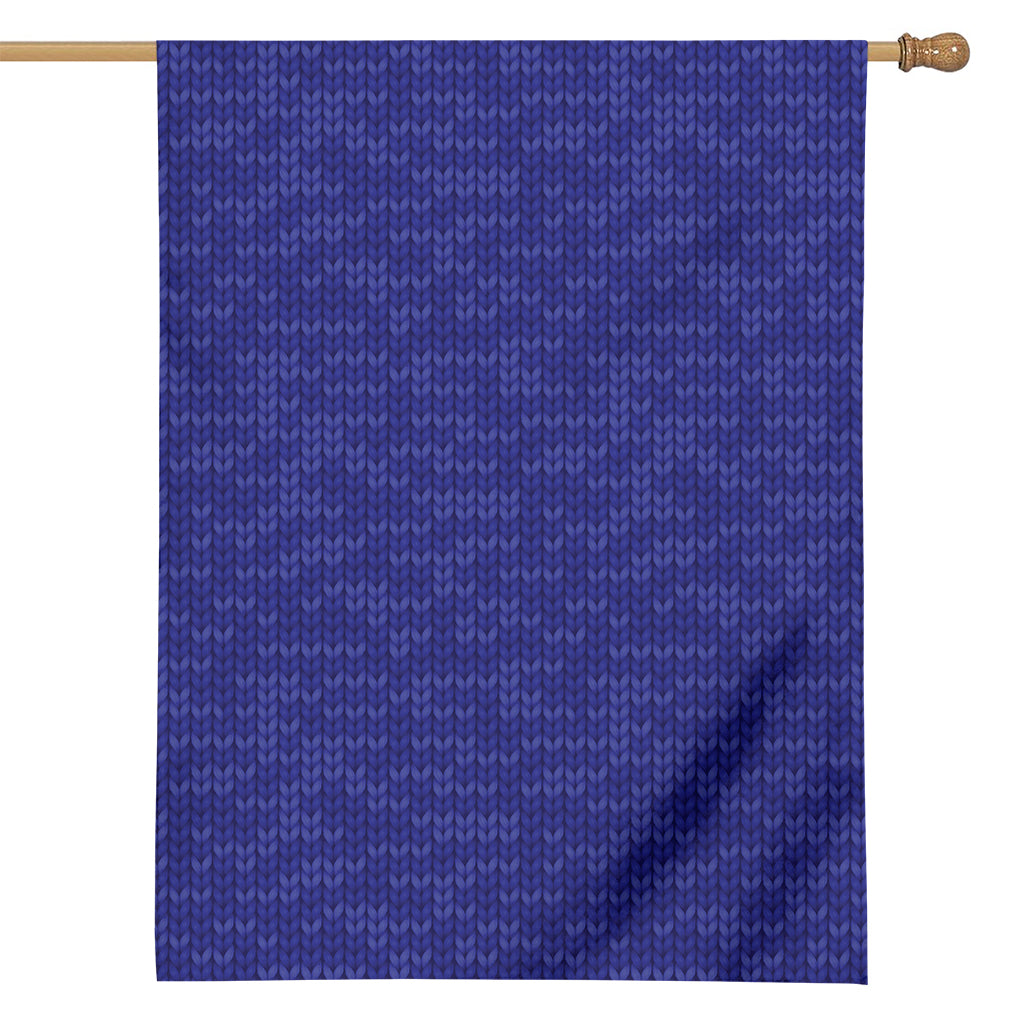 Deep Blue Knitted Pattern Print House Flag