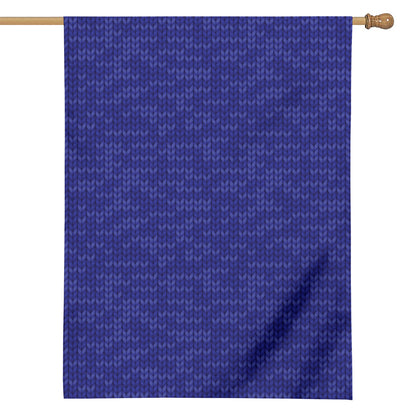 Deep Blue Knitted Pattern Print House Flag