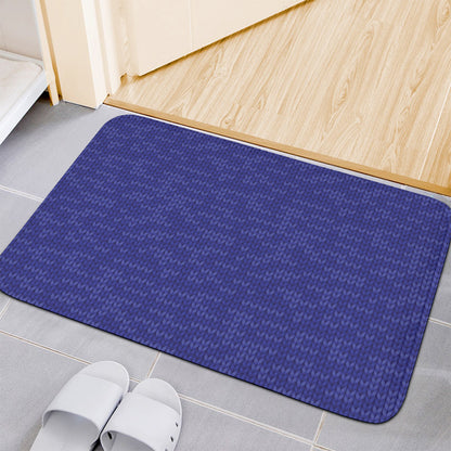Deep Blue Knitted Pattern Print Indoor Door Mat