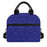 Deep Blue Knitted Pattern Print Insulated Lunch Bag
