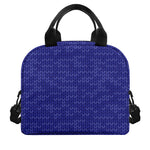 Deep Blue Knitted Pattern Print Insulated Lunch Bag